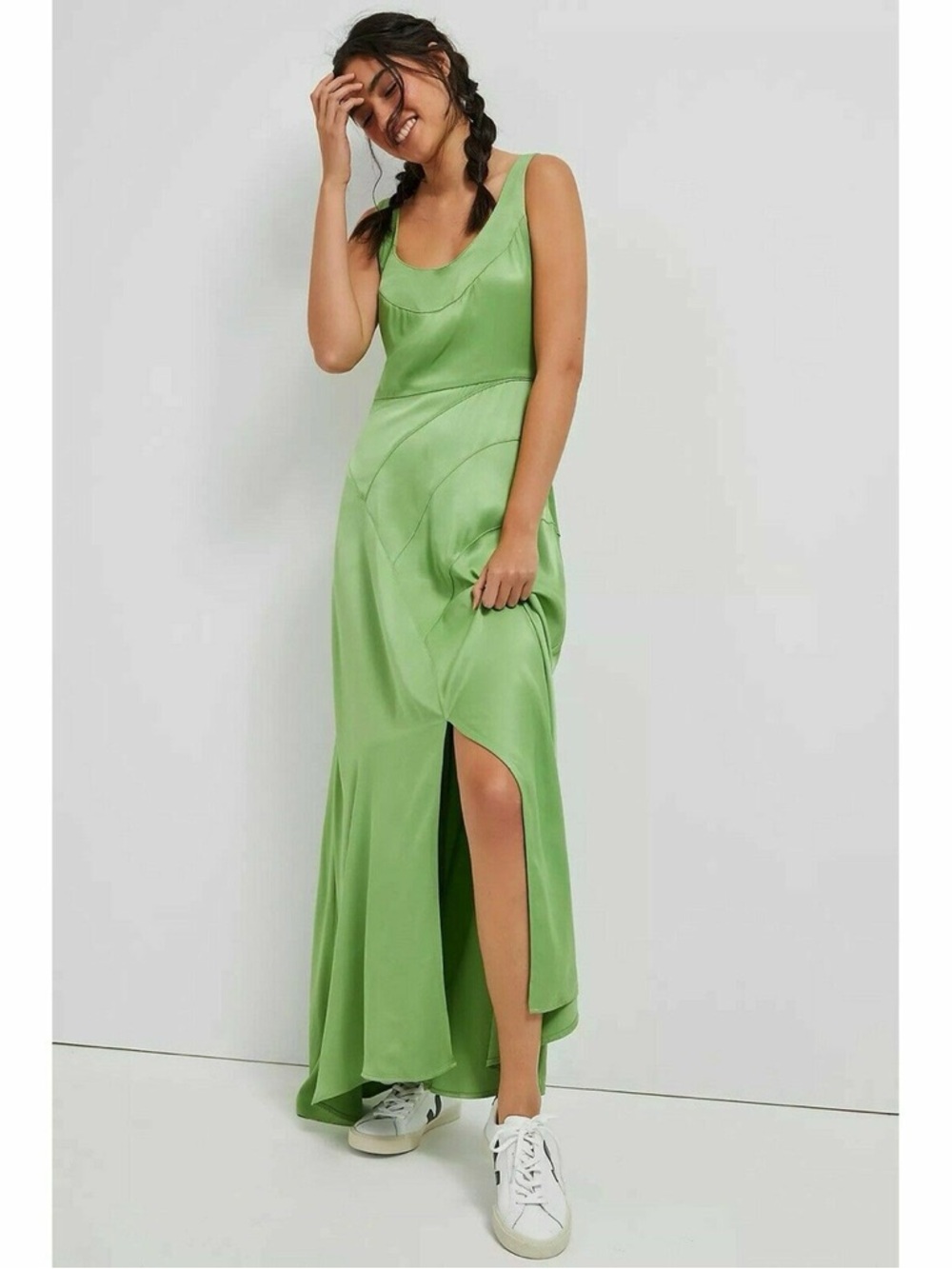 ANTHROPOLOGIE SILKY GREEN DRESS